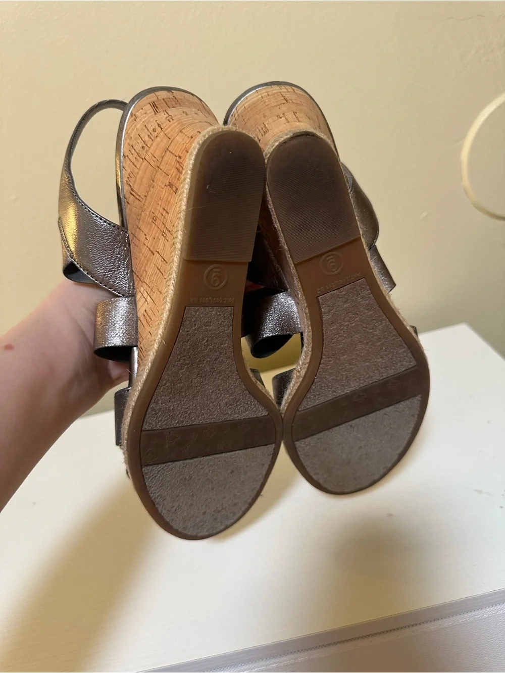 Metallic Etienne Aigner Wedge Sandals for Women